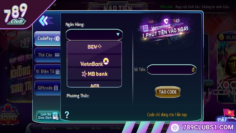 Nạp tiền 789CLUB thao tác thiết yếu để game thủ tham gia trò chơi